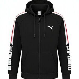 PUMA - Training full-zip track Jacket - Black, White and Red Stripes - Boys XL